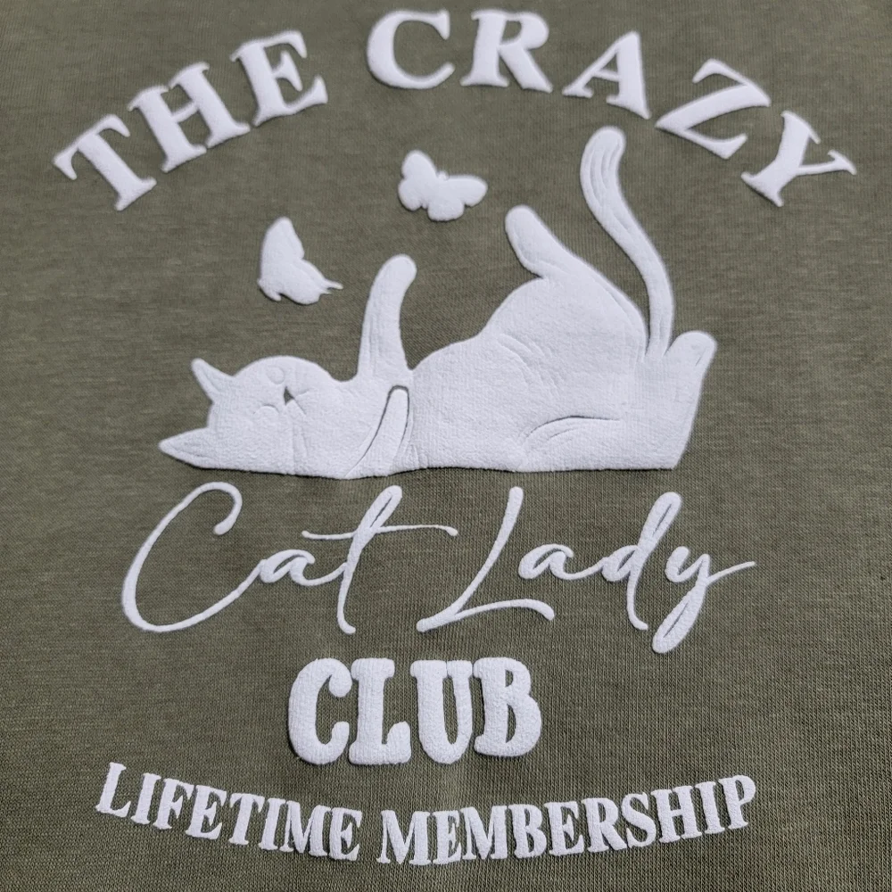 Pacific & Co | Crazy Cat Lady Club Sweatshirt in Willow Green - Picture 3 of 6